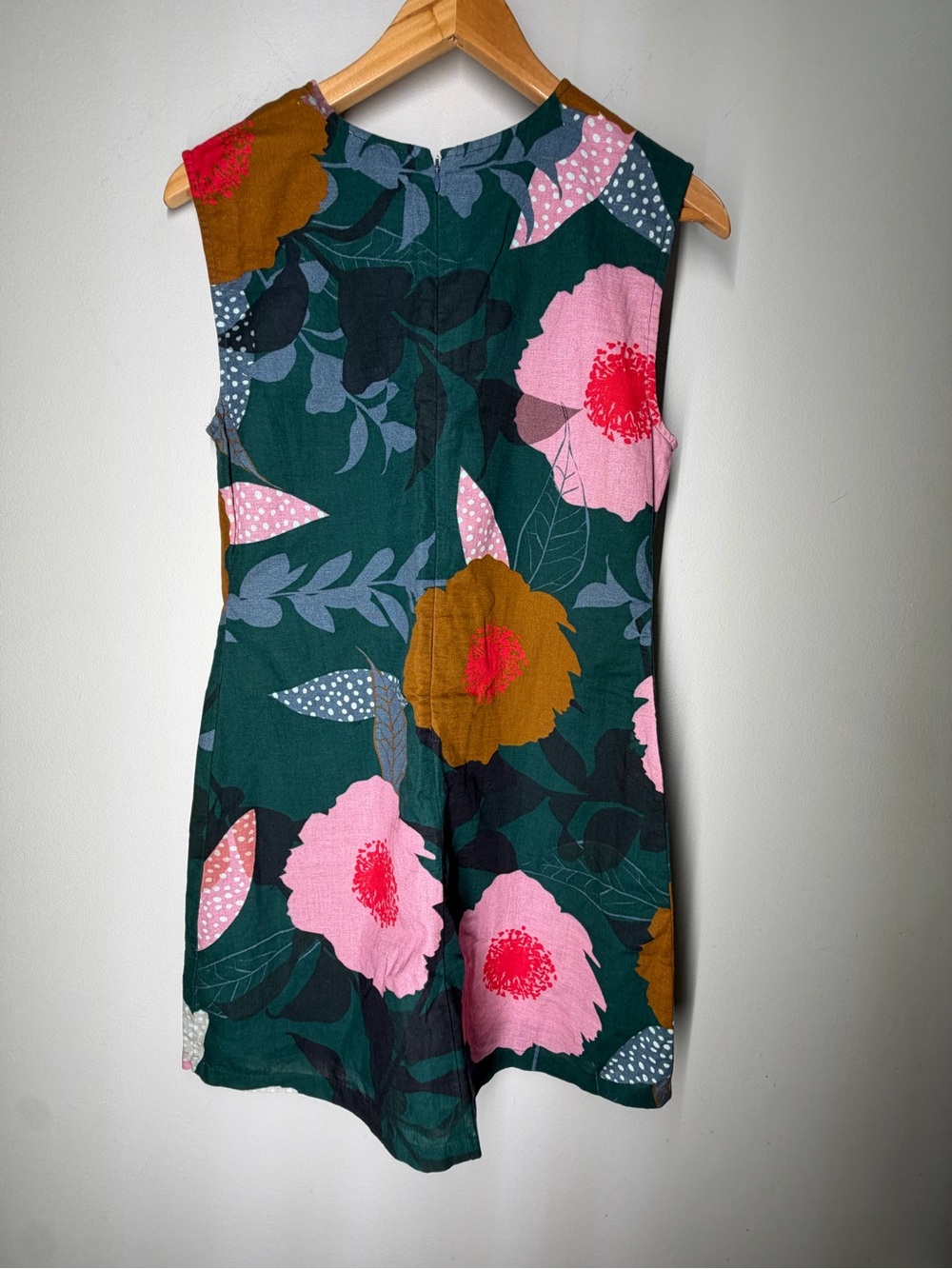 Anthropologie Floral Linen Blend Shift Dress Artsy Botanical Boho Lagenlook PM - Picture 7 of 8